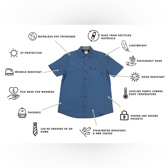 Coalatree MENS SWITCHBACK SHIRT: MADE FROM RECYCLED COFFEE GROUNDS, Black/XL - Picture 2 of 2